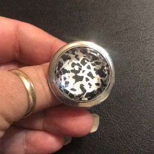 Black & silver adjustable ring